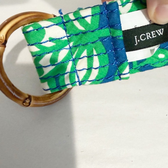 J.CREW Green & Blue Floral Belt Bamboo Buckle Beachy Coastal Size Small/Medium - Picture 7 of 8